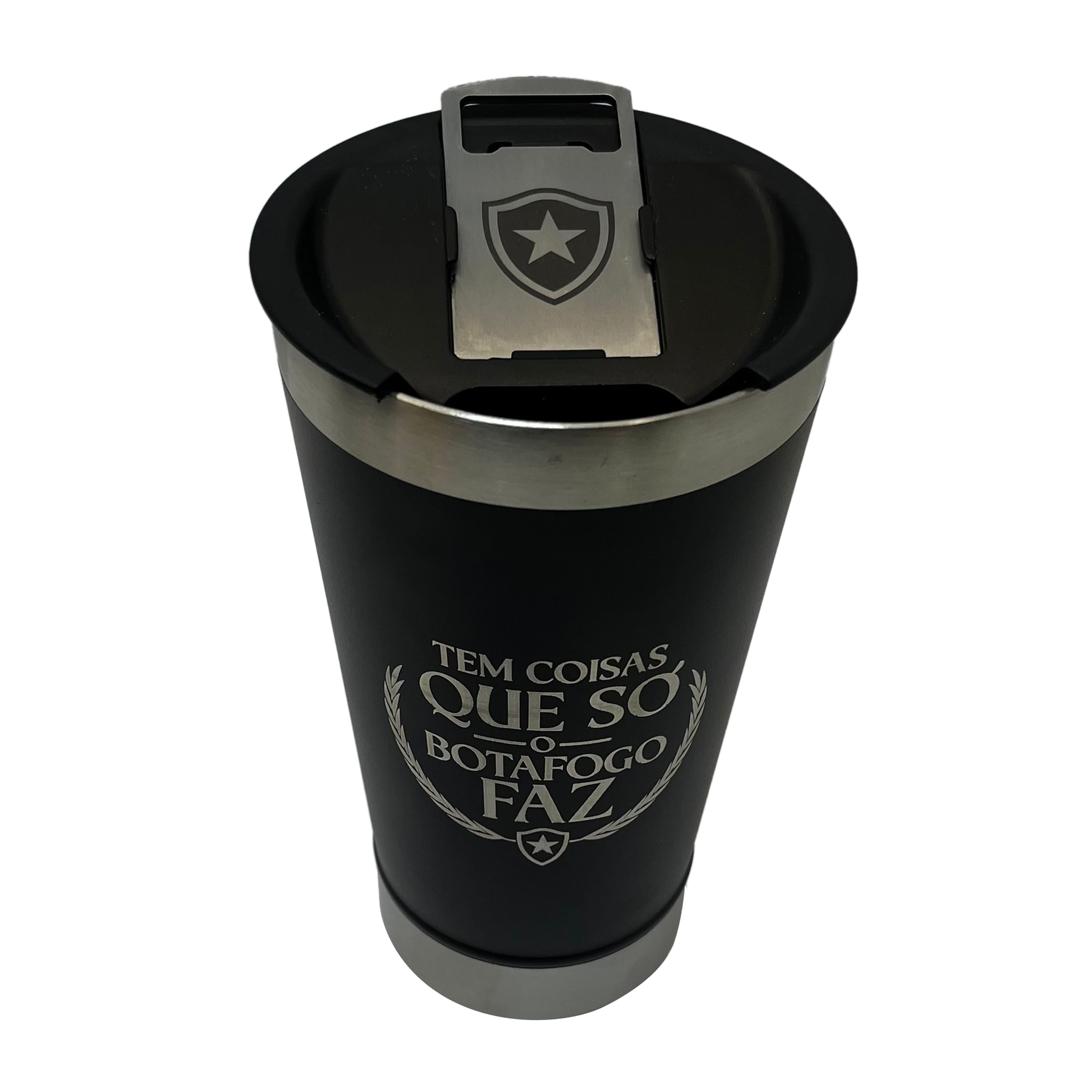 Copo Térmico Preto com Abridor 500ml Libertadores Cebola Brindes Único