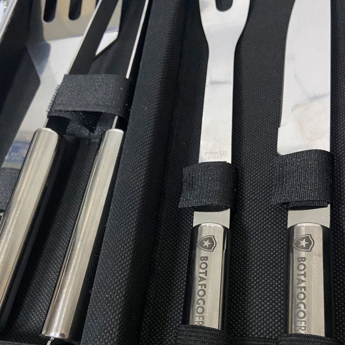 Kit Churrasco Botafogo 4 Peças Inox com Maleta BTF-6028_PAI Único