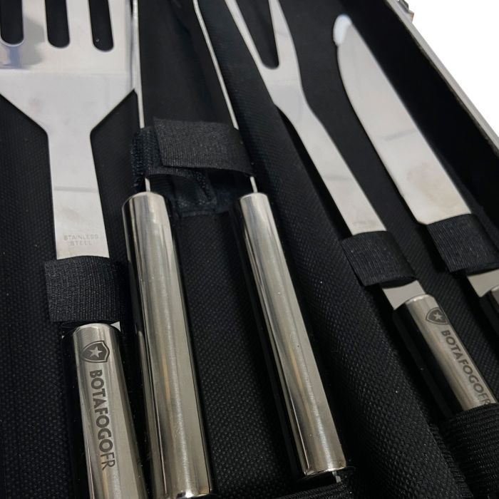 Kit Churrasco Botafogo 4 Peças Inox com Maleta BTF-6028_PAI Único
